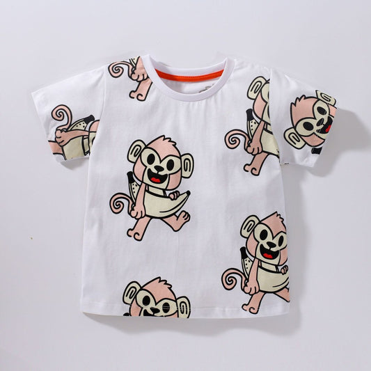 Baby Kids Boys Animals Cartoon Pattern Short Sleeves T-Shirt