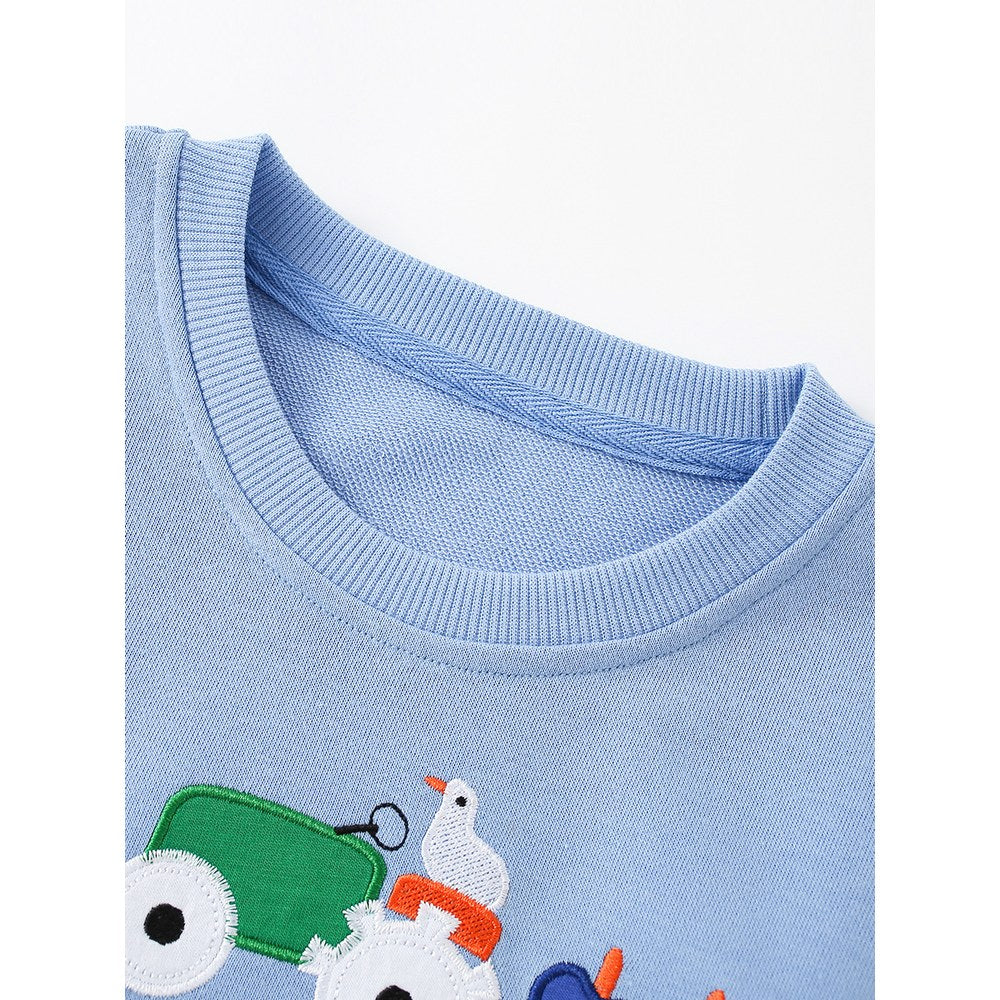 Kids Boys Cartoon Pattern Crew Neck Long Sleeves Sweatshirt