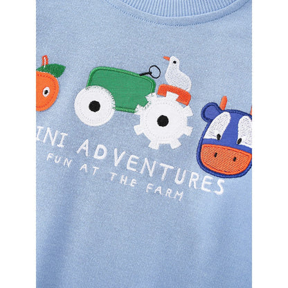Kids Boys Cartoon Pattern Crew Neck Long Sleeves Sweatshirt