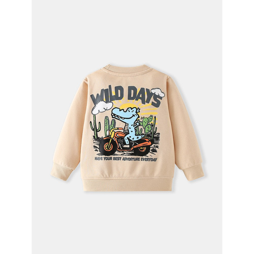Kids Boys Cartoon Pattern Crew Neck Long Sleeves Sweatshirt