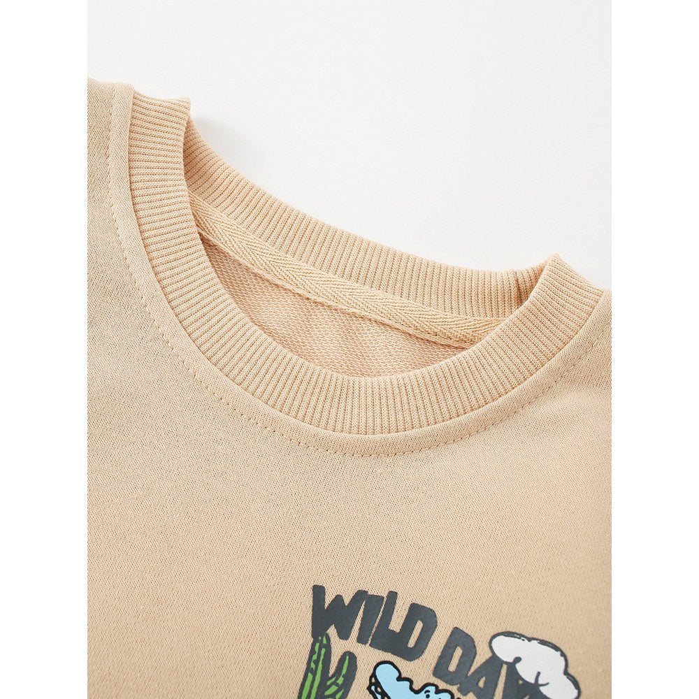 Kids Boys Cartoon Pattern Crew Neck Long Sleeves Sweatshirt