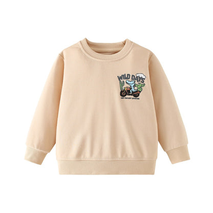Kids Boys Cartoon Pattern Crew Neck Long Sleeves Sweatshirt