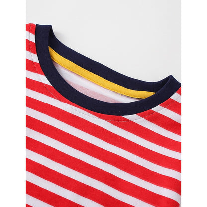 Kids Cartoon and Striped Pattern Crew Neck Long Sleeves Top