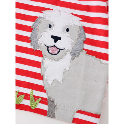 Kids Cartoon and Striped Pattern Crew Neck Long Sleeves Top