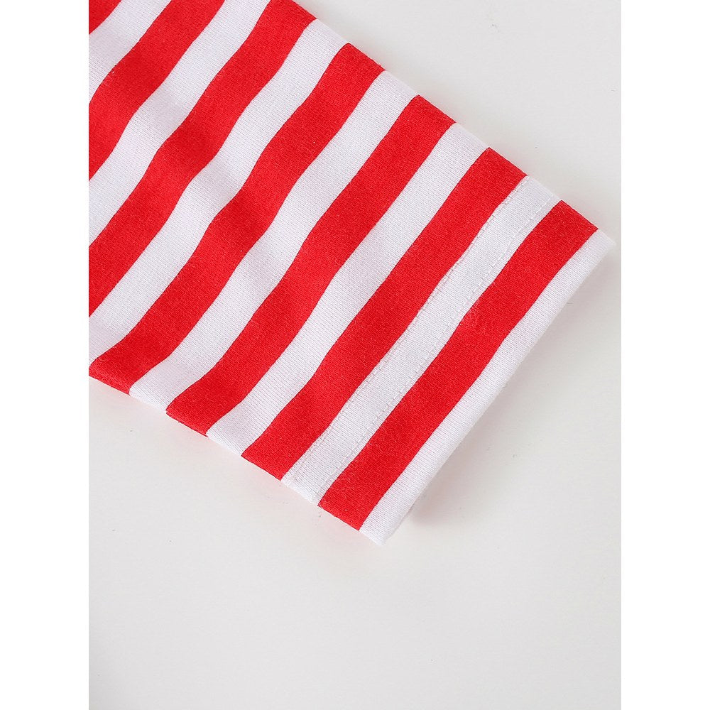 Kids Cartoon and Striped Pattern Crew Neck Long Sleeves Top