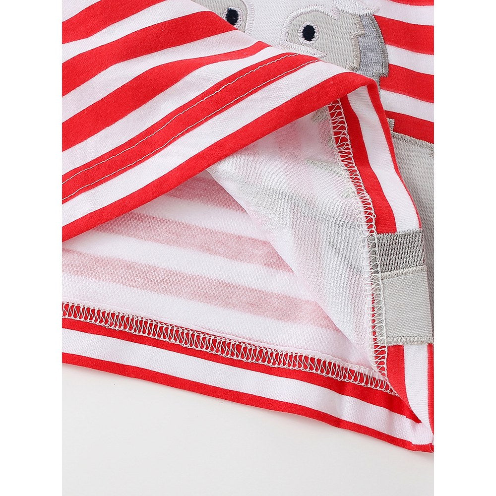 Kids Cartoon and Striped Pattern Crew Neck Long Sleeves Top