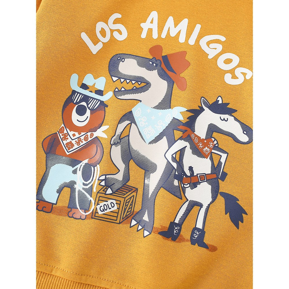 Kids Boys Cartoon Pattern Crew Neck Long Sleeves Sweatshirt
