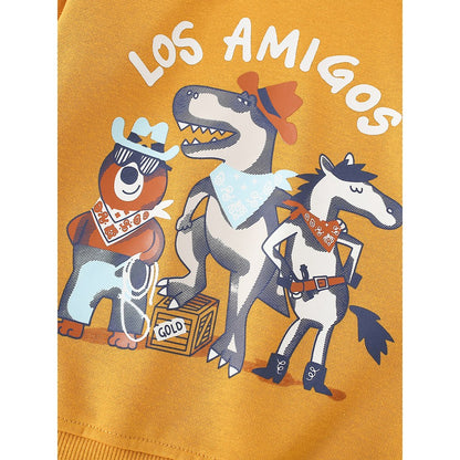 Kids Boys Cartoon Pattern Crew Neck Long Sleeves Sweatshirt