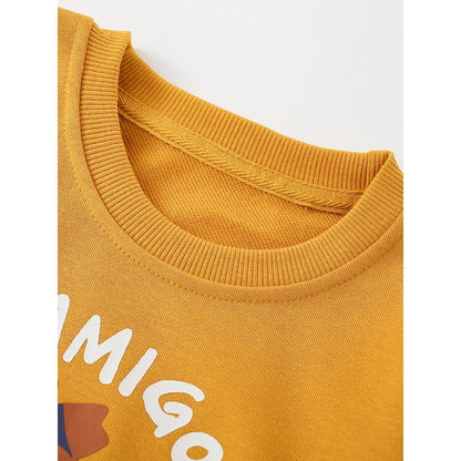 Kids Boys Cartoon Pattern Crew Neck Long Sleeves Sweatshirt