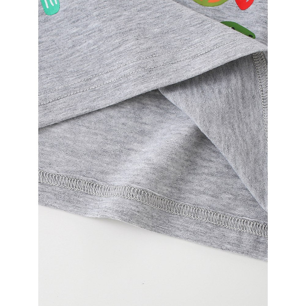 Kids Cartoon Pattern Crew Neck Long Sleeves Top