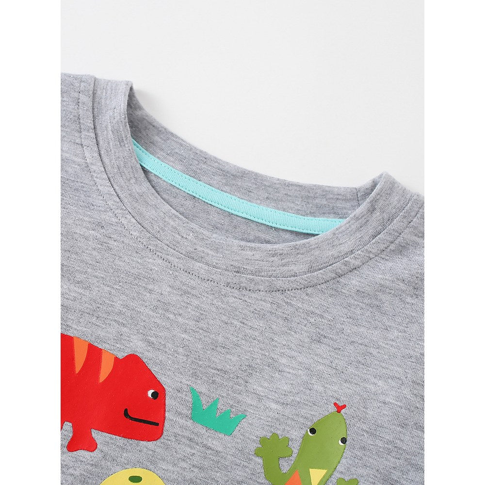 Kids Cartoon Pattern Crew Neck Long Sleeves Top