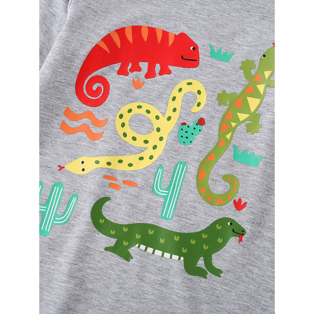 Kids Cartoon Pattern Crew Neck Long Sleeves Top