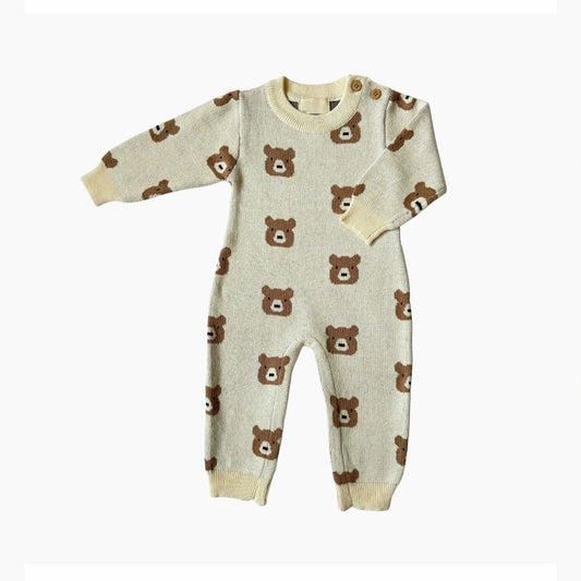 Baby Kids Long Sleeves Cartoon Pattern Knitted Rompers