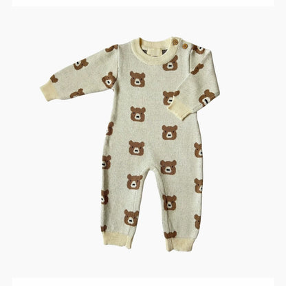 Baby Kids Long Sleeves Cartoon Pattern Knitted Rompers