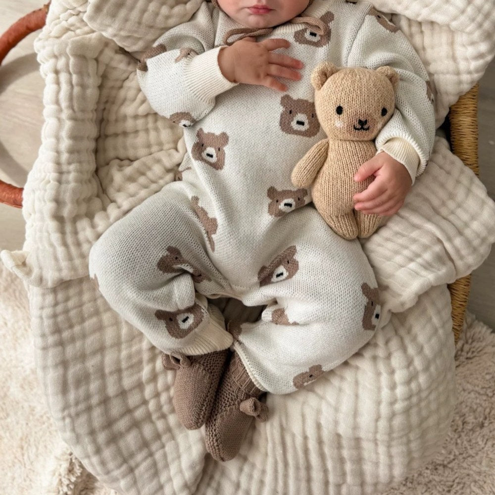 Baby Kids Long Sleeves Cartoon Pattern Knitted Rompers