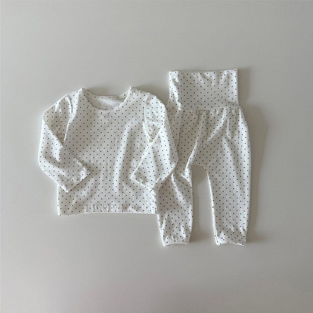 Baby Kids Long Sleeves Dots Pattern Top and Pants 2-piece Pajamas Clothing Set