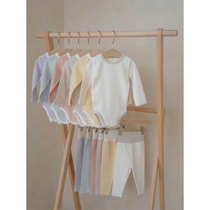 Baby Kids Long Sleeves Color Patchwork Bodysuit and Pants 2-piece Clothing Set