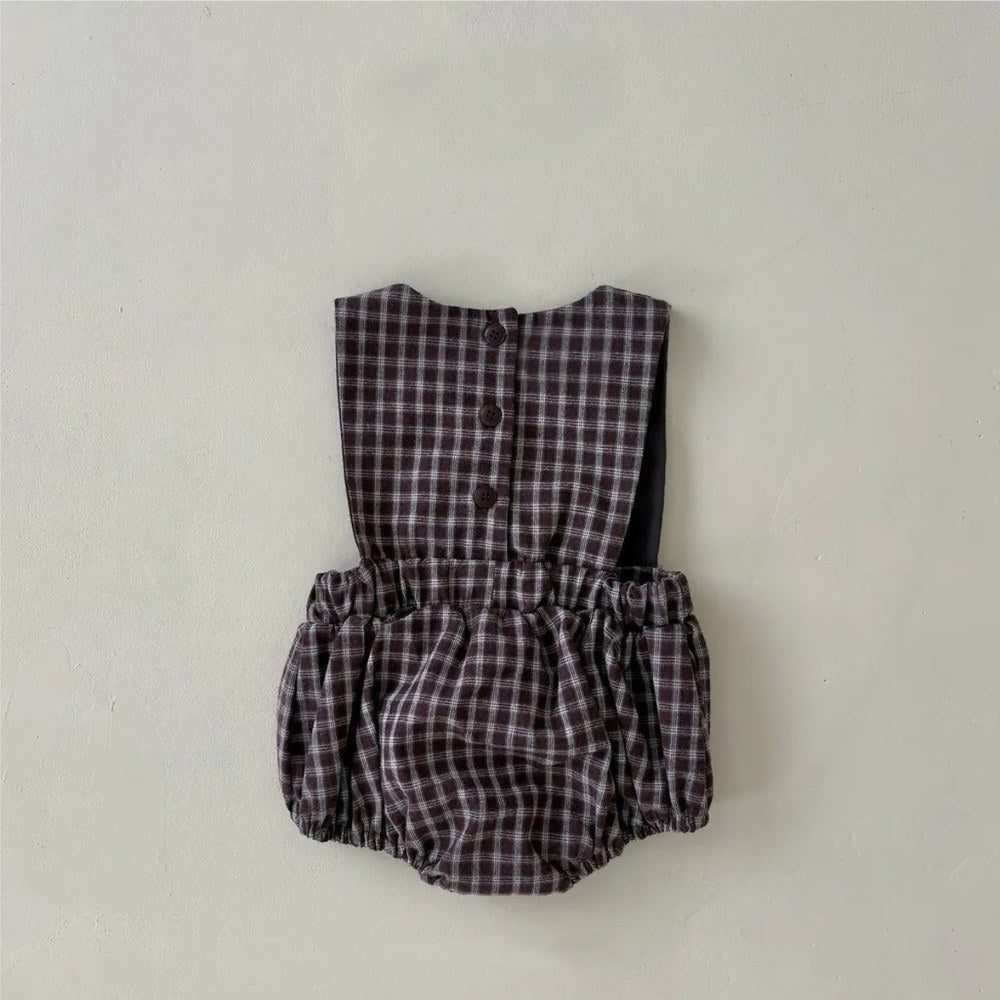 Baby Kids Plaid Sleeveless Wear-Outside Bodysuit Vest