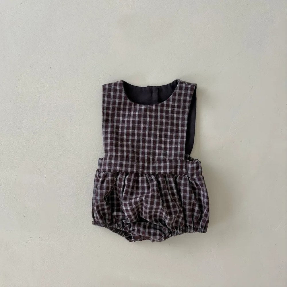 Baby Kids Plaid Sleeveless Wear-Outside Bodysuit Vest