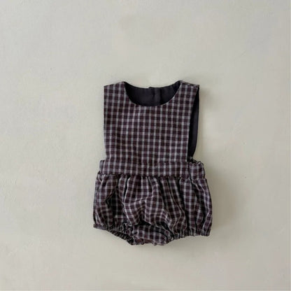 Baby Kids Plaid Sleeveless Wear-Outside Bodysuit Vest