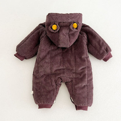 Baby Kids Long Sleeves Corduroy Cotton-Padded Rompers