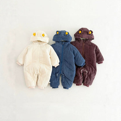 Baby Kids Long Sleeves Corduroy Cotton-Padded Rompers
