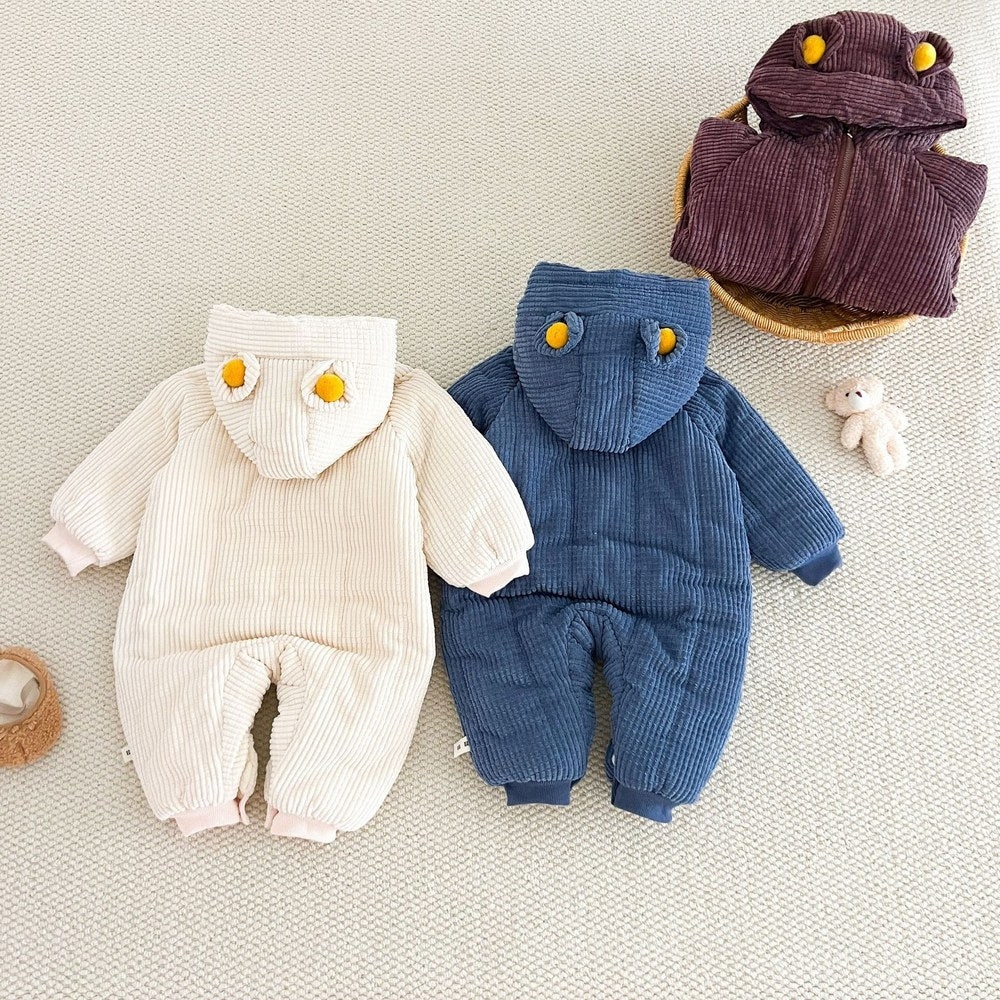 Baby Kids Long Sleeves Corduroy Cotton-Padded Rompers