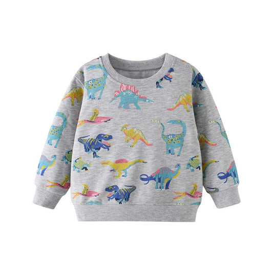 Kids Boys Cartoon Pattern Crew Neck Long Sleeves Sweatshirt