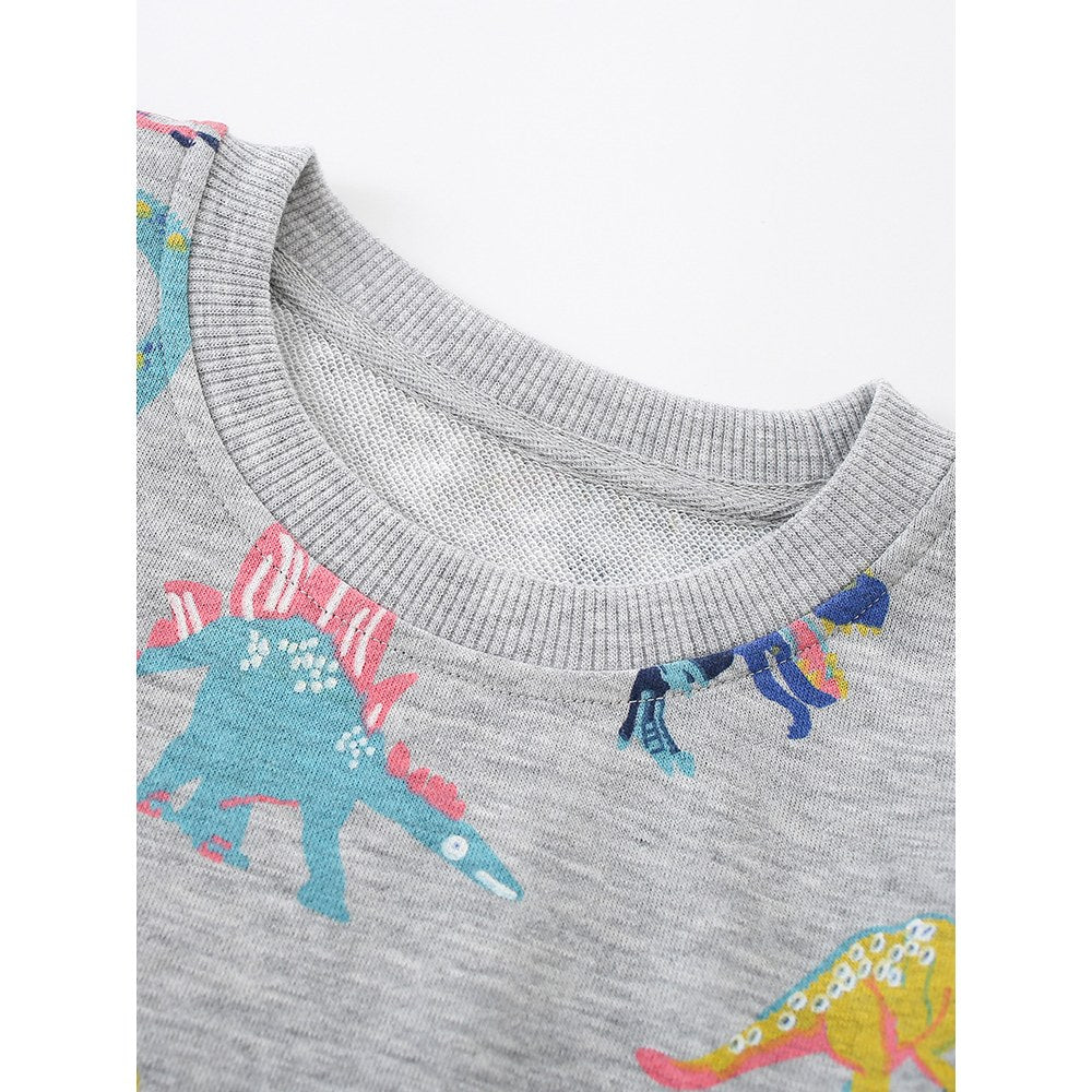 Kids Boys Cartoon Pattern Crew Neck Long Sleeves Sweatshirt