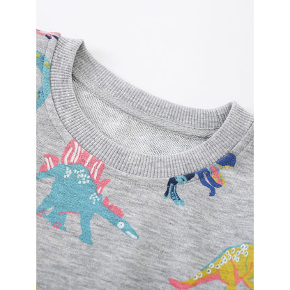 Kids Boys Cartoon Pattern Crew Neck Long Sleeves Sweatshirt