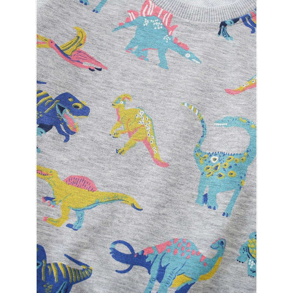 Kids Boys Cartoon Pattern Crew Neck Long Sleeves Sweatshirt