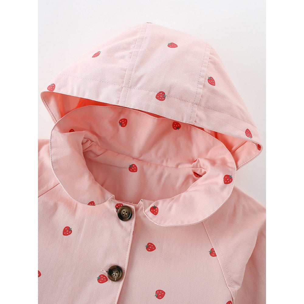 Girls' Hearts Pattern Hooded Coat