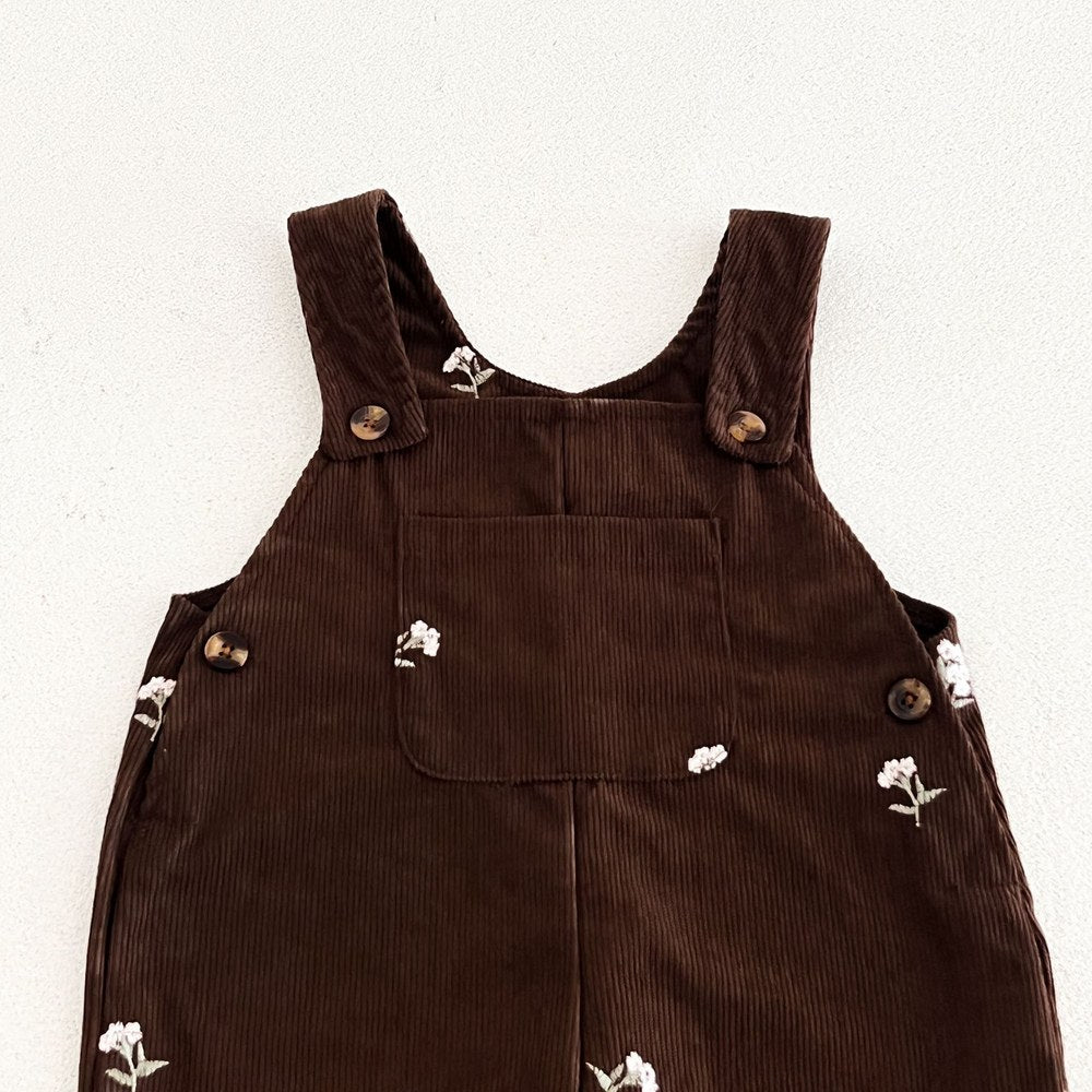 Baby Girls Sleeveless Flowers Embroidered Overalls