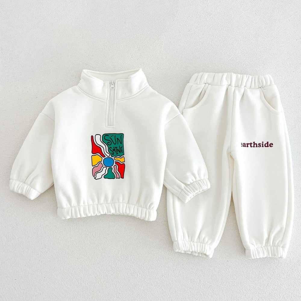 Baby Kids Letters Pattern Long Sleeves Pullover and Pants 2-piece Clothing Set
