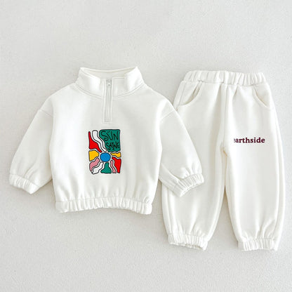 Baby Kids Letters Pattern Long Sleeves Pullover and Pants 2-piece Clothing Set