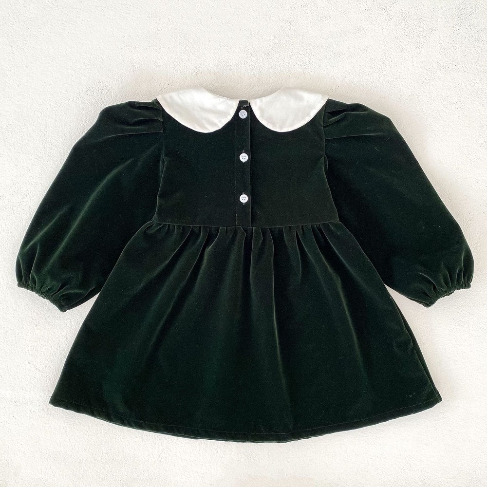 Baby Kids Girls Long Sleeves Peter Pan Collar Dress