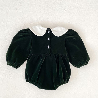 Baby Kids Girls Long Sleeves Peter Pan Collar Bodysuit