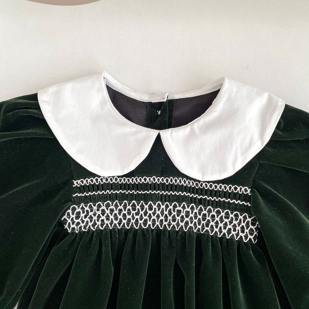 Baby Kids Girls Long Sleeves Peter Pan Collar Bodysuit