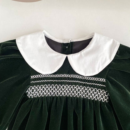 Baby Kids Girls Long Sleeves Peter Pan Collar Bodysuit