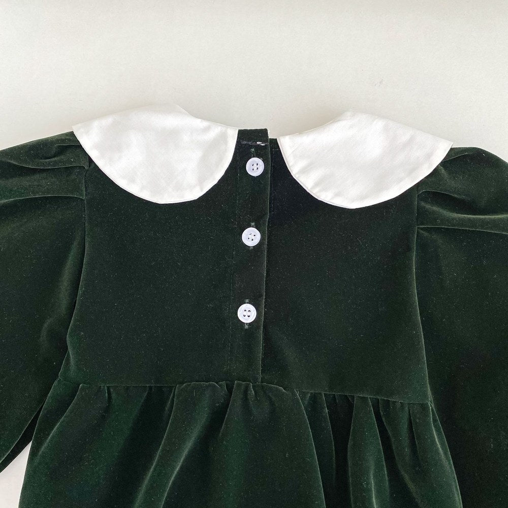 Baby Kids Girls Long Sleeves Peter Pan Collar Bodysuit