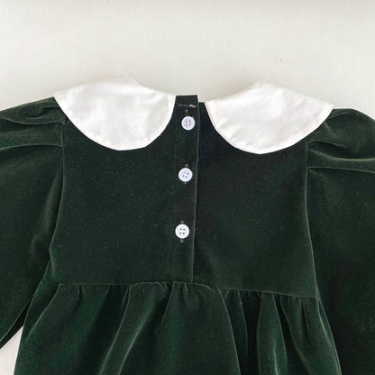 Baby Kids Girls Long Sleeves Peter Pan Collar Bodysuit