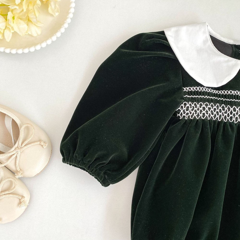Baby Kids Girls Long Sleeves Peter Pan Collar Bodysuit