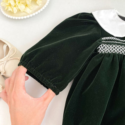 Baby Kids Girls Long Sleeves Peter Pan Collar Bodysuit