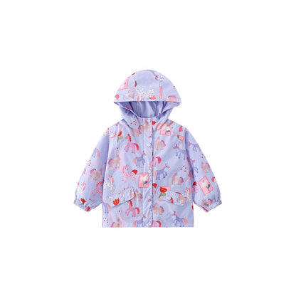 Girls' Animals Cartoon Pattern Hooded Coat
