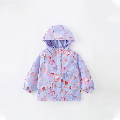 Girls' Animals Cartoon Pattern Hooded Coat