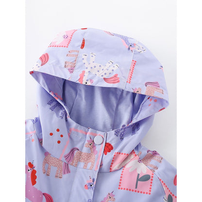 Girls' Animals Cartoon Pattern Hooded Coat