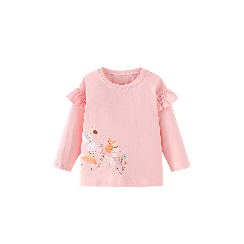 Baby Kids Girls Cartoon Pattern Long Sleeves Top