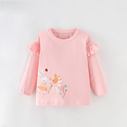 Baby Kids Girls Cartoon Pattern Long Sleeves Top