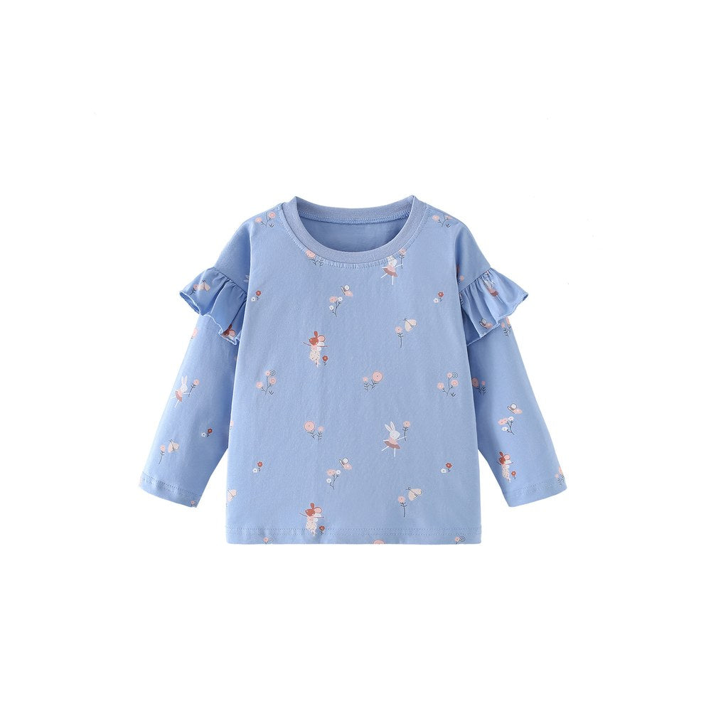 Baby Kids Girls Cartoon Pattern Long Sleeves Top