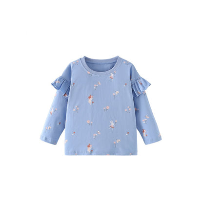 Baby Kids Girls Cartoon Pattern Long Sleeves Top